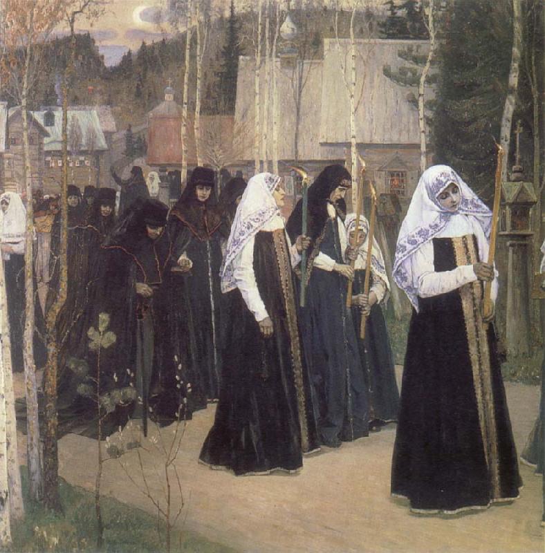 Mikhail Nesterov The Taking of the Veil oil painting image